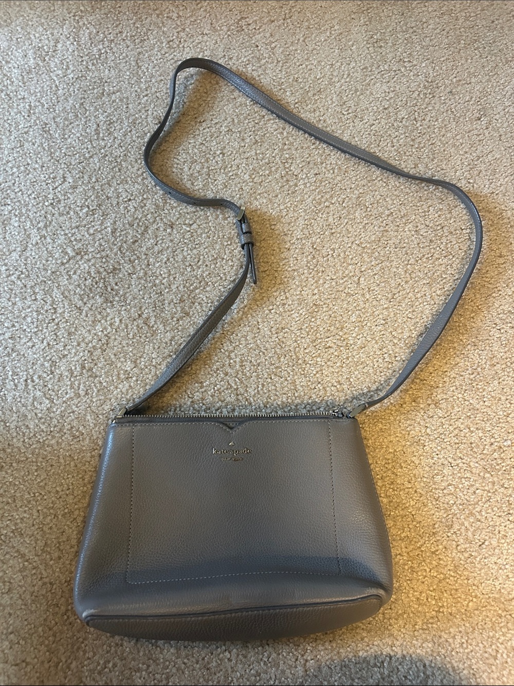 kate spade Gray Pebbled Leather Adjustable Crossbody Bag
